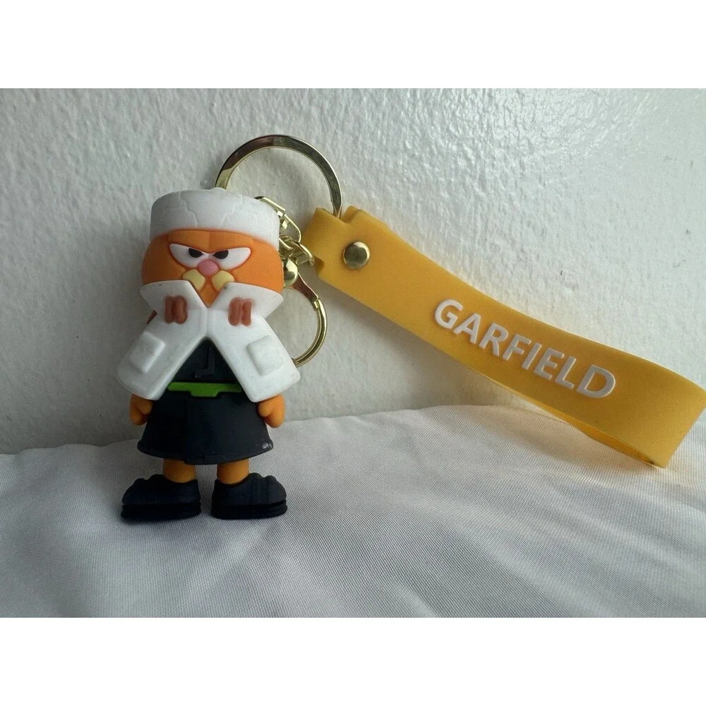 Garfield 3D Character Keychain Yellow Strap Bag Charm Cute Cartoon